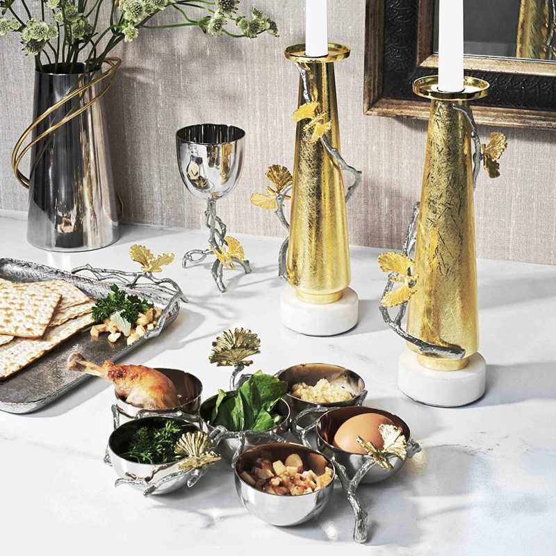 Michael Aram蝴蝶银杏六格点心碗糕点碗分割托盘不锈钢精美餐具