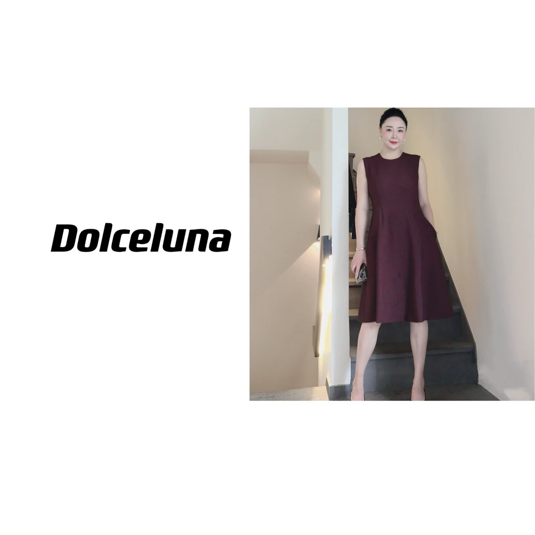 【月姐严选】早秋原创赫本风显瘦气质无袖收腰女士背心连衣裙-15995