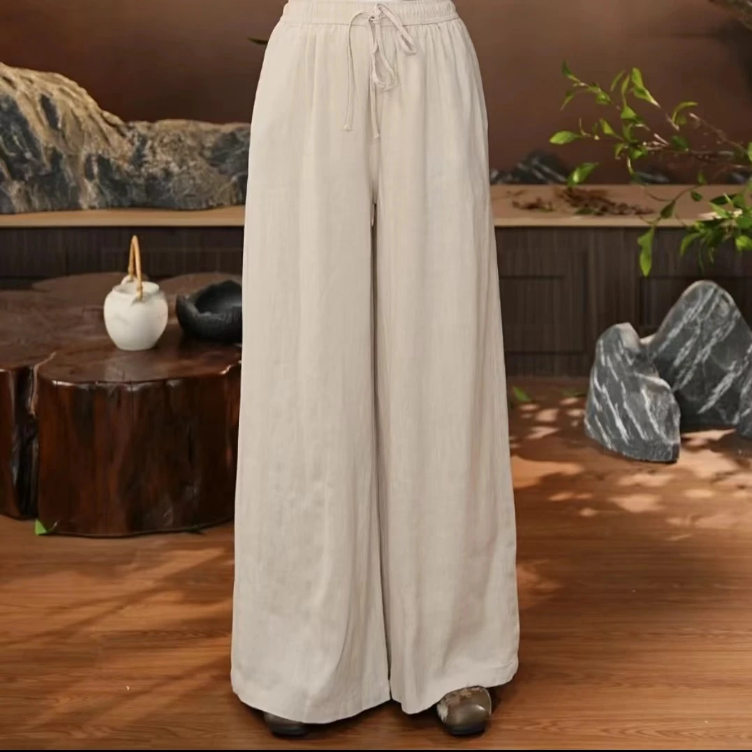 【青玉案】秋季新款气质高腰系带阔腿裤52501