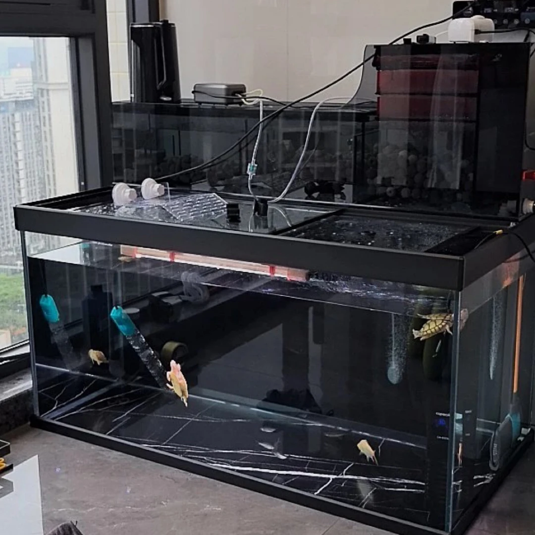 沉淀仓水一体双层抽屉式干湿分离上滤鱼缸顶鱼缸一体式网红款鱼缸