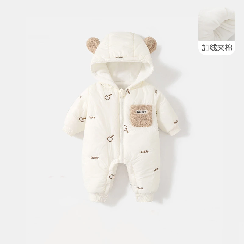 婴儿衣服冬装连体衣新生儿女宝宝加厚棉衣满月服冬季夹棉外出棉服