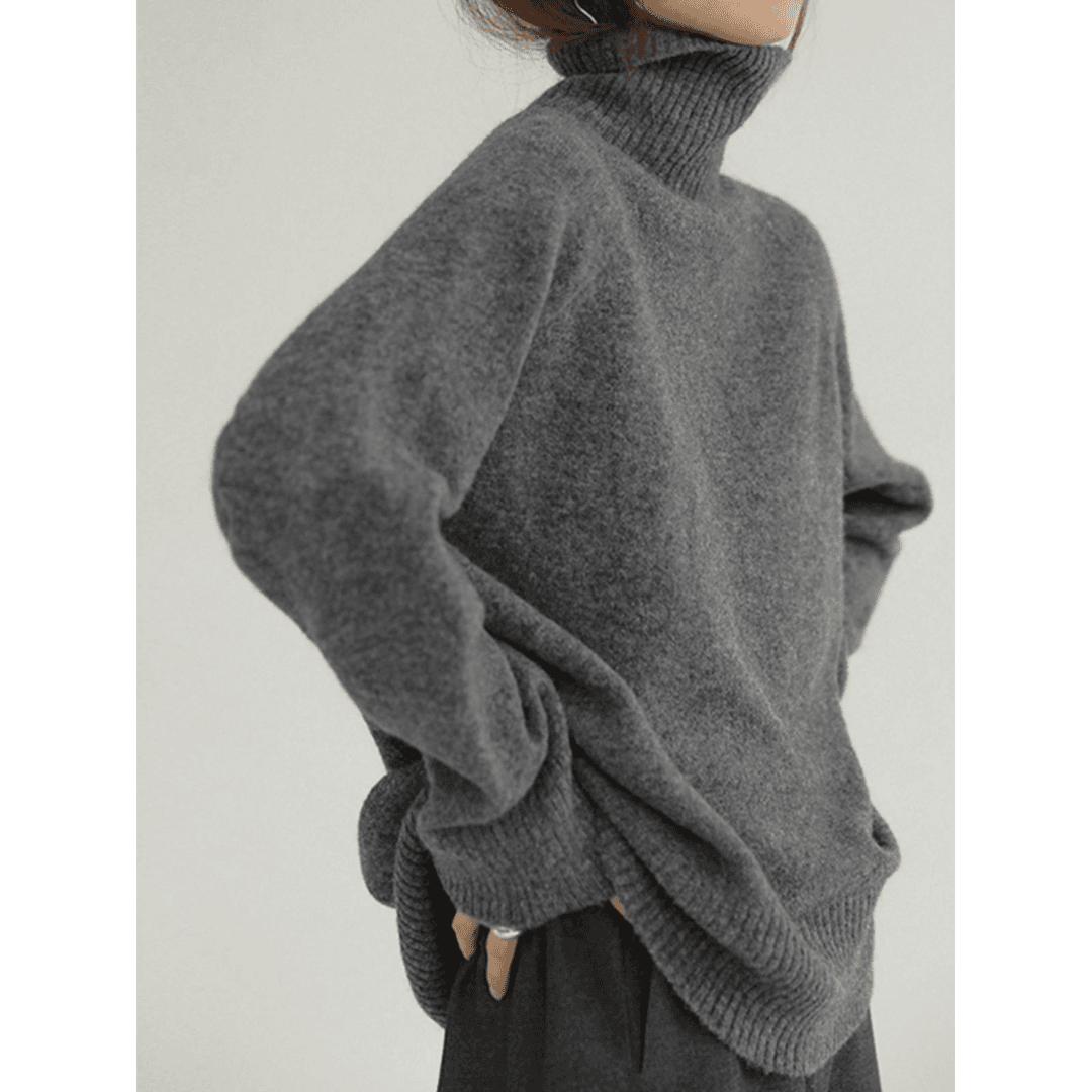 灰色高领毛衣女加厚秋冬新款慵懒宽松复古日系软糯打底套头针织衫