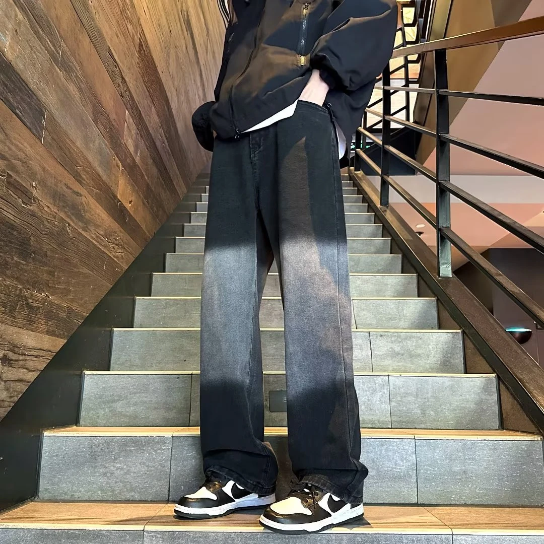 牛仔裤男美式男款直筒阔腿休闲裤子潮牌百搭爆款男裤直筒牛仔裤
