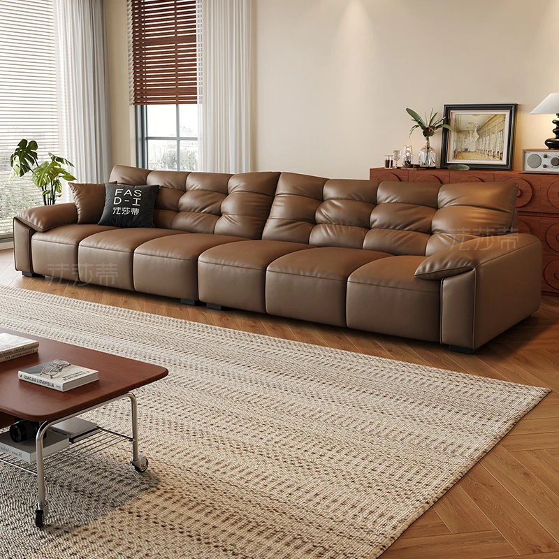 法莎蒂【SF1155*】皮艺沙发意式极简真皮沙发客厅小户型钢琴键沙发