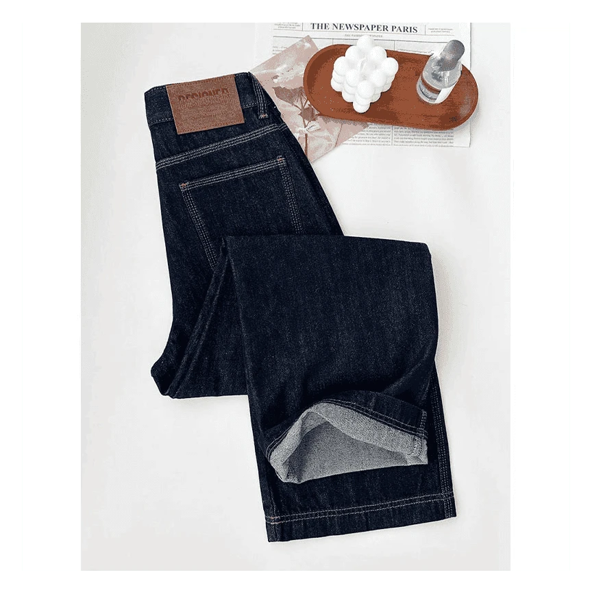 【三本针+丹宁蓝】8886宽松阔腿牛仔裤女2024秋季新款显瘦窄版YX