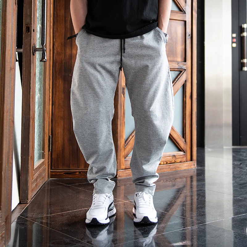 shijue/释觉灰色织轻薄宽松复古弯刀男士休闲裤薄款夏季百搭潮流