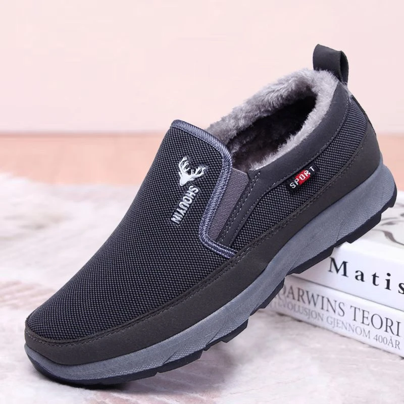 老北京布鞋棉鞋男冬季加绒保暖爸爸健步鞋中老年人运动防滑一脚蹬