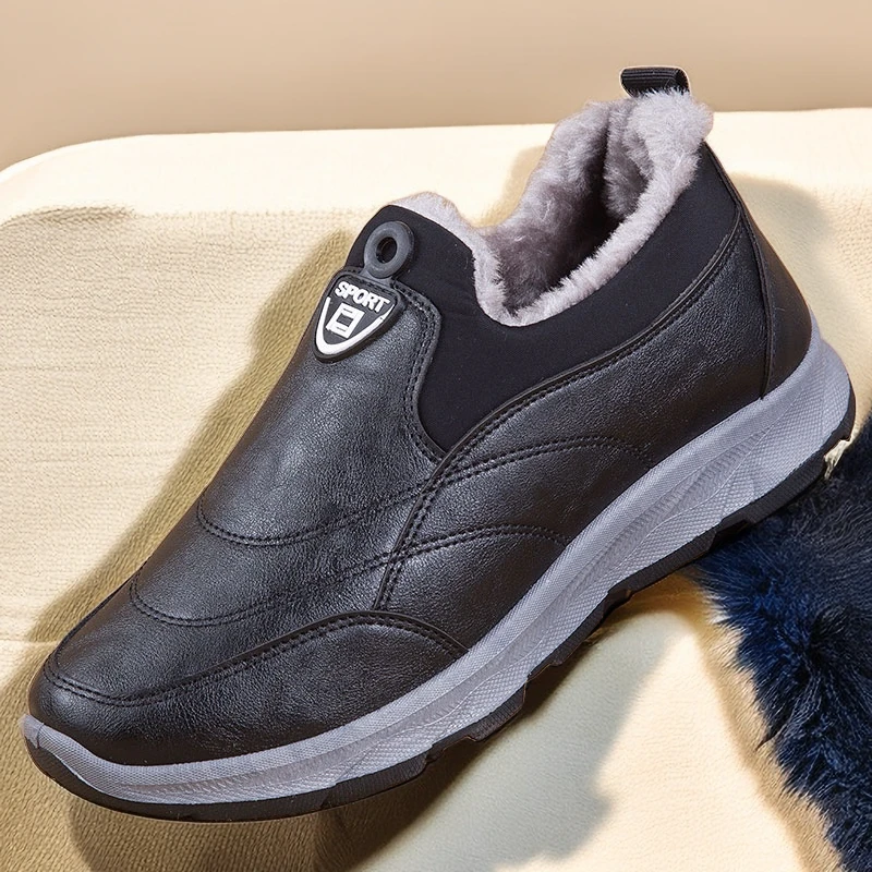 老北京布鞋男冬季加绒老人棉鞋中老年男鞋软底防滑保暖加厚爸爸鞋