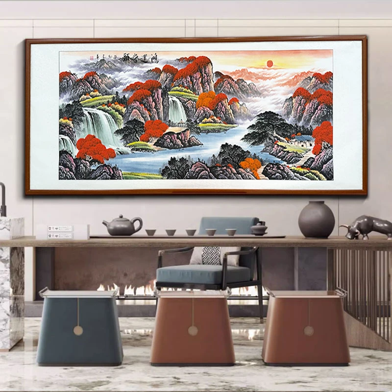 《鸿运当头图》 金华老师纯手绘绘制红山水