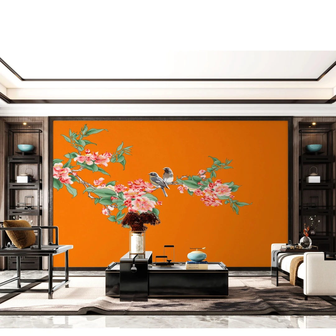 花香四益刺绣背景墙沙发背景电视机背景卧室背景茶室背景