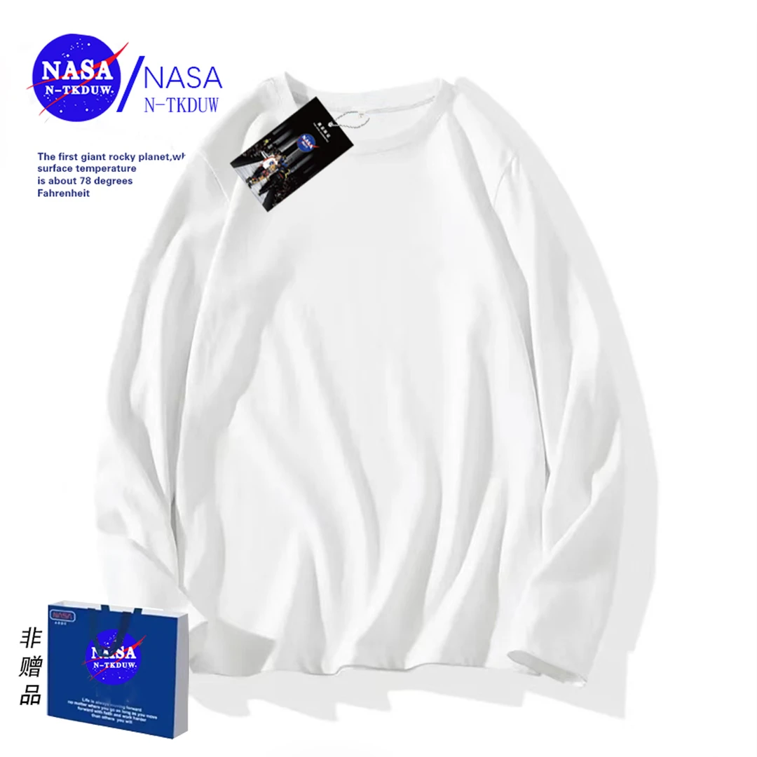 联名款潮牌纯棉长袖T恤男女同款时尚百搭圆领t恤长袖纯色254