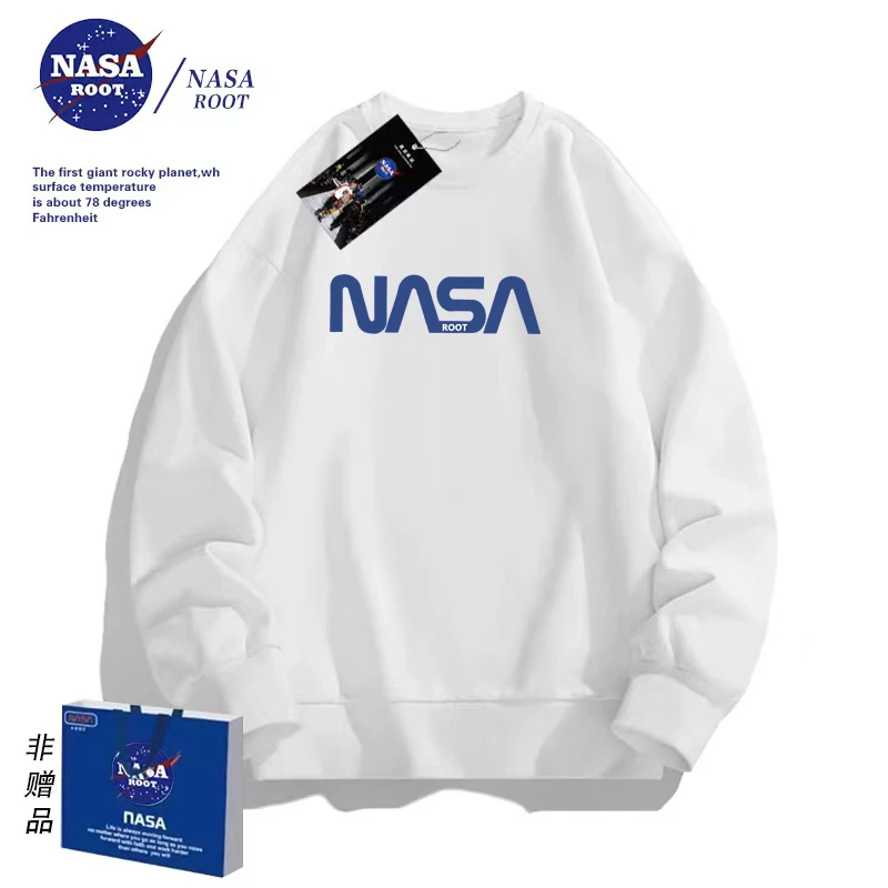 NASA联名新款卫衣男女同款时尚潮流百搭休闲圆领卫衣大NASA印花
