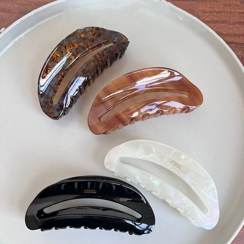 爆款弧形女高级感醋酸发夹气质琥珀色大号盘发百搭鲨鱼夹半圆抓夹