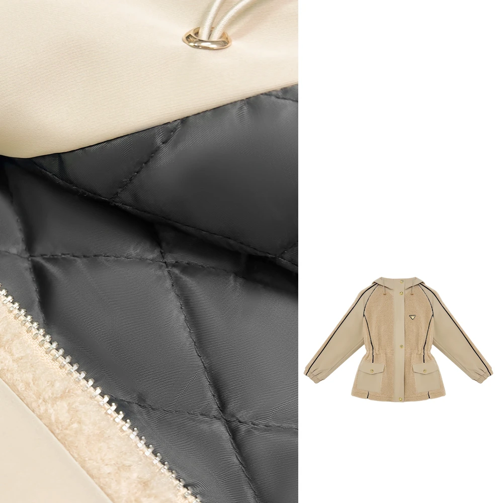 【MZ-Q】2024原创设计感显瘦收腰修身羊羔毛女士夹棉加厚外套MF3335