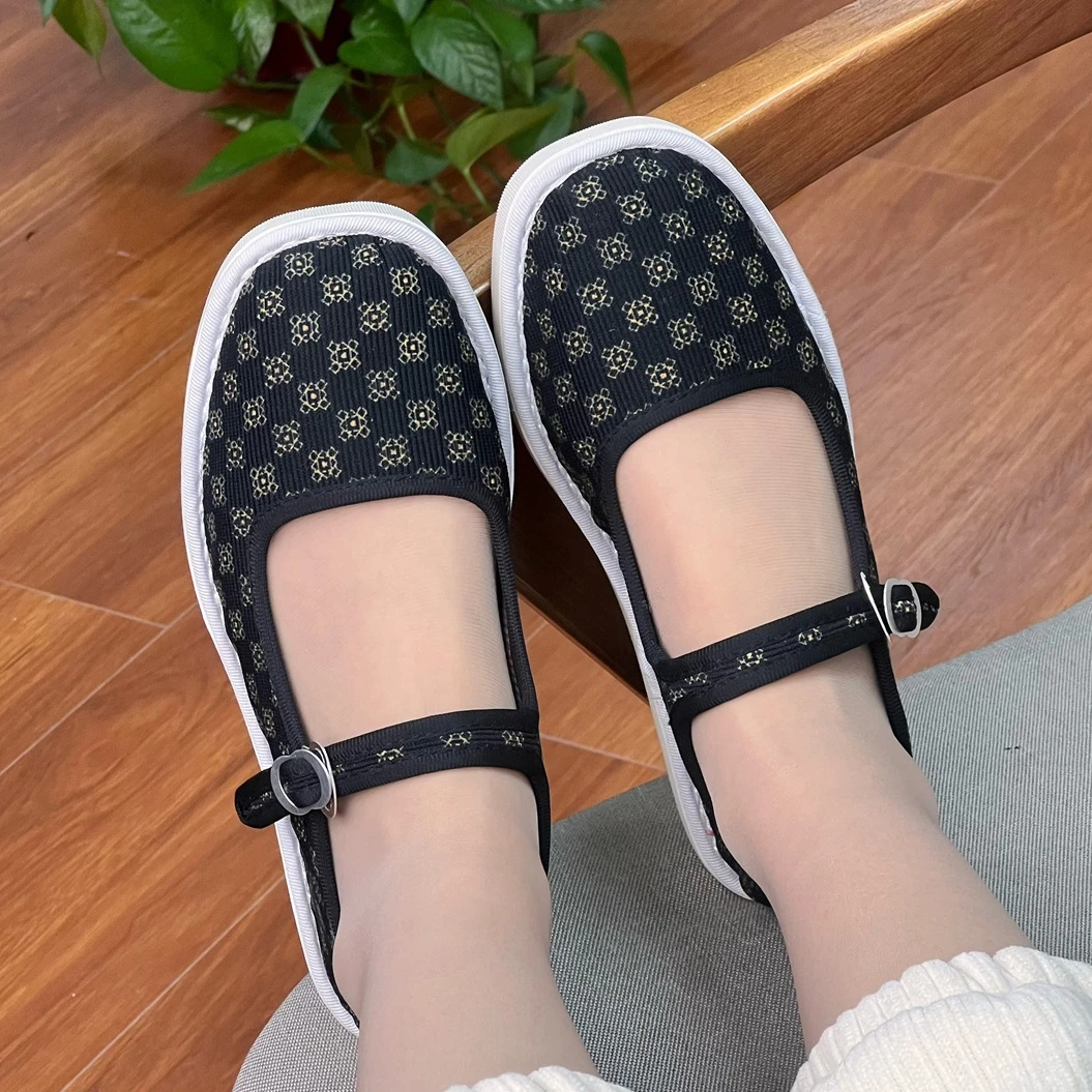 何航布鞋工厂店福利款平底防滑吸汗透气休闲舒适软底妈妈单布鞋