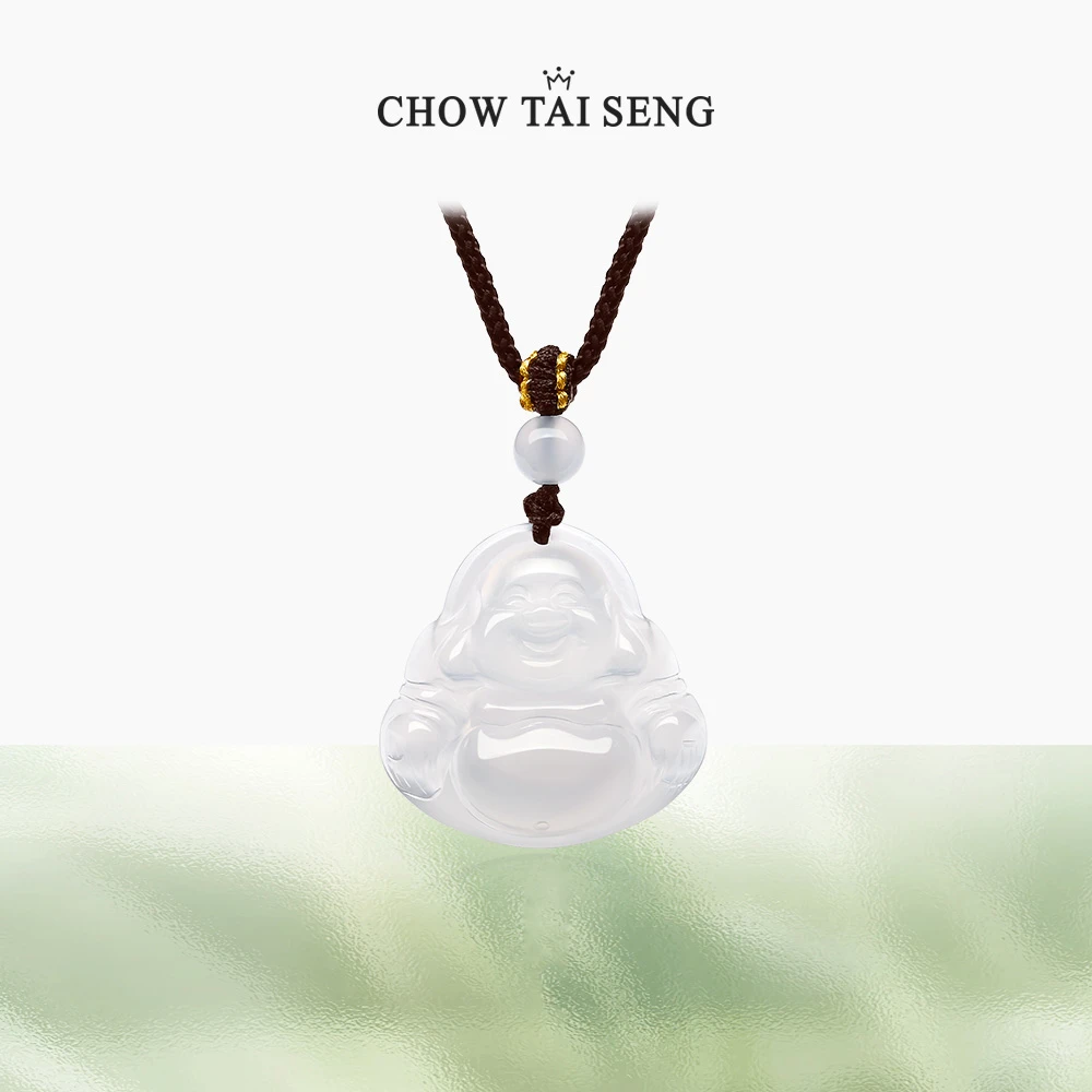 周大生玉髓佛公笑口常开弥勒佛吊坠挂坠首饰玉石平安吊坠