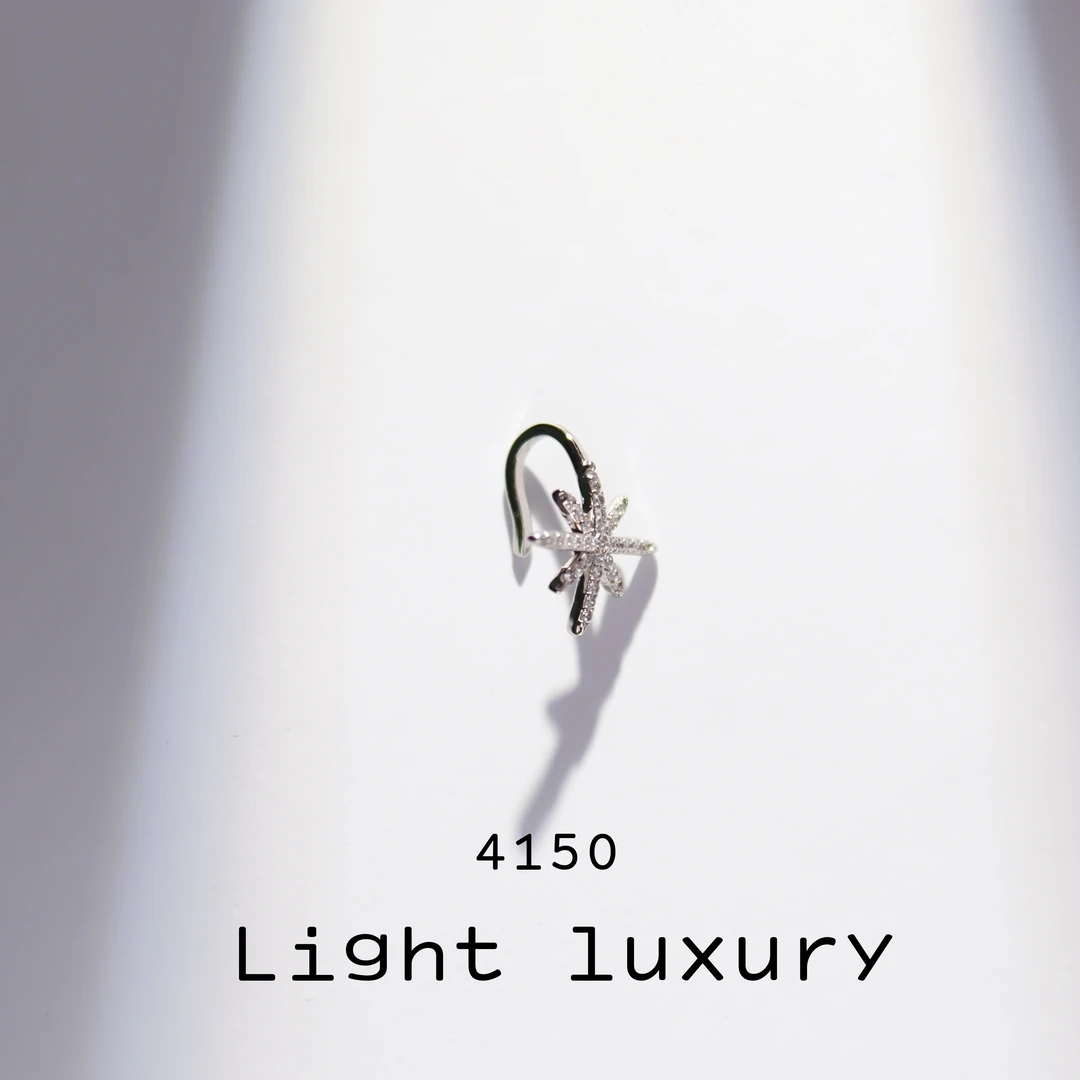 铜合金耳饰 4150轻奢精致甜美镶嵌米字单只耳骨夹