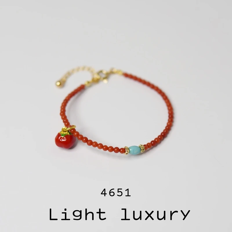 铜合金手链  4651气质轻奢时尚手工设计师简约国风红柿子手链