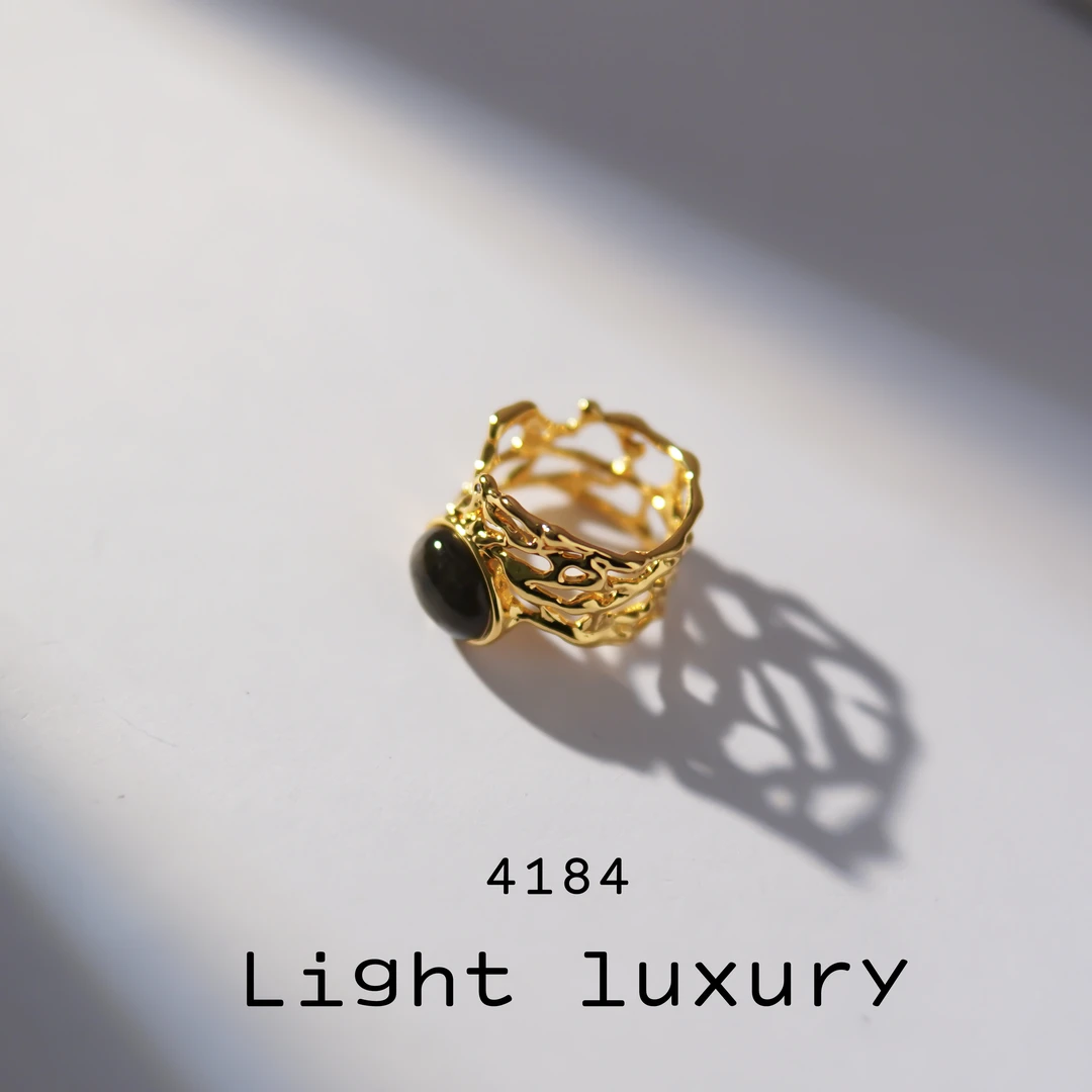 铜合金戒指 4184气质轻奢复古优雅大气简约不规则镂空戒指