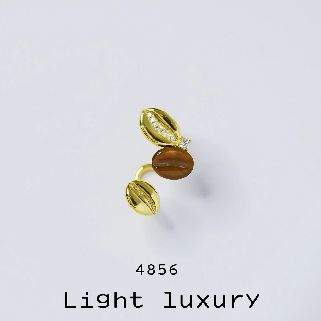 铜合金耳饰 4856轻奢精致镶嵌咖啡豆单只款耳骨夹