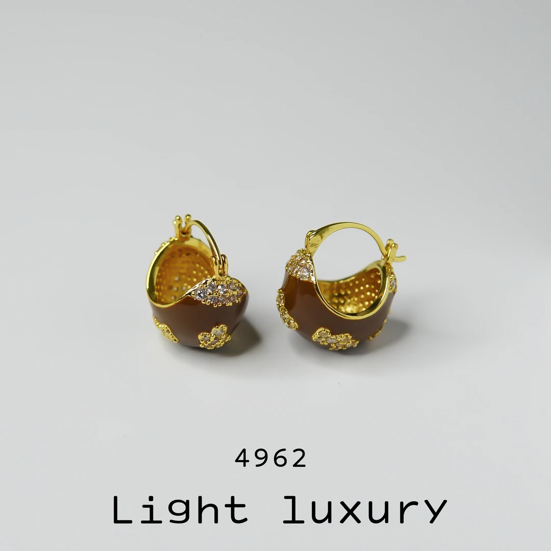 铜合金耳饰 4962 欧美复古高级感半球耳扣