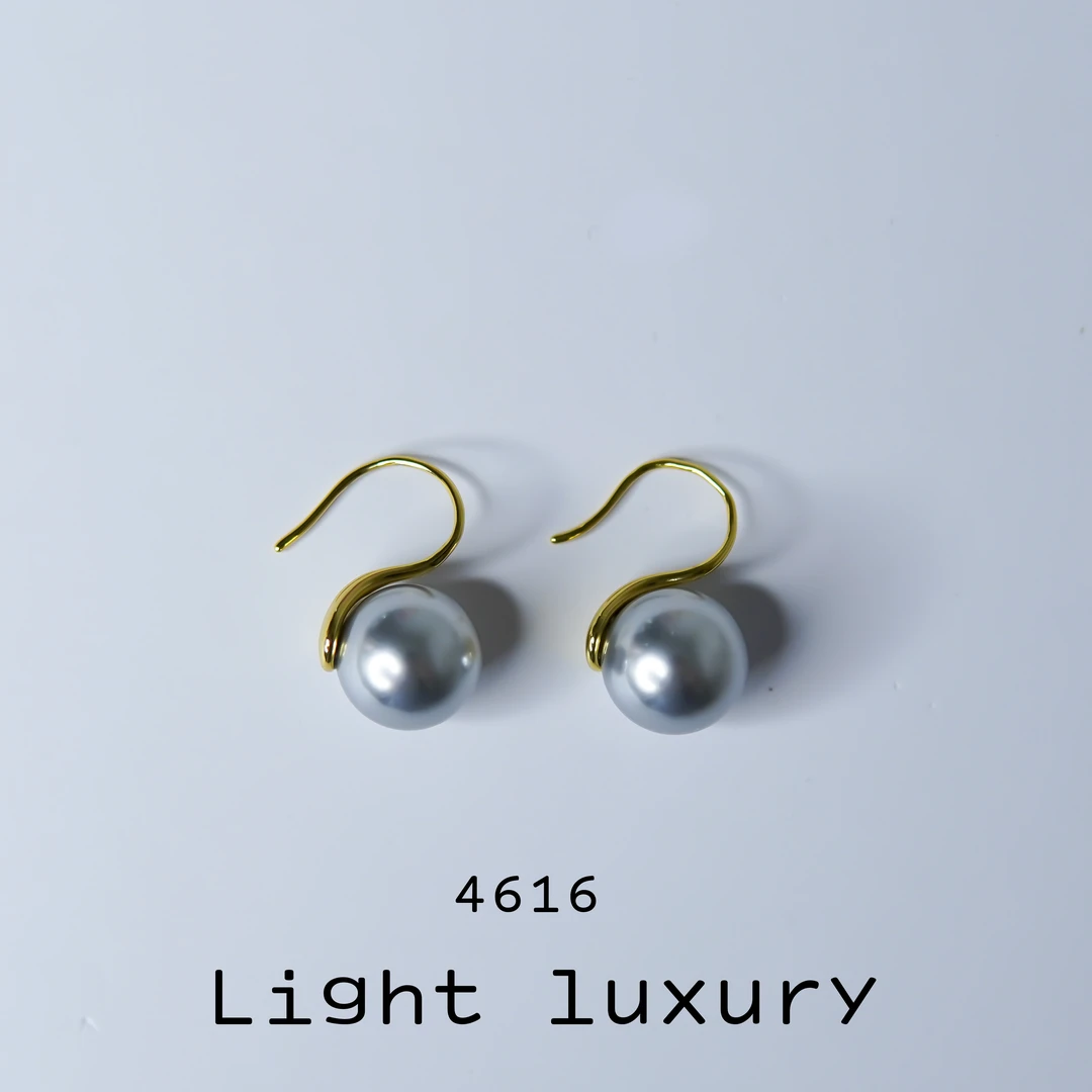 铜合金耳饰  4616气质轻奢百搭简约素款法式精致珠珠耳钩