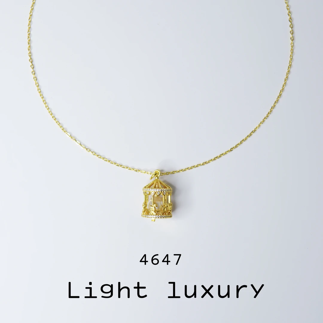 铜合金项链 铜合金项链 4647 气质轻奢时尚精致百搭旋转木马项链