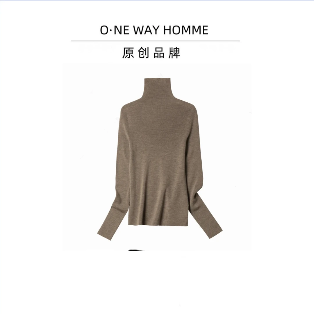 【洁儿】2024秋冬季高领内搭堆堆领修身针织套头羊毛打底衫上衣女装