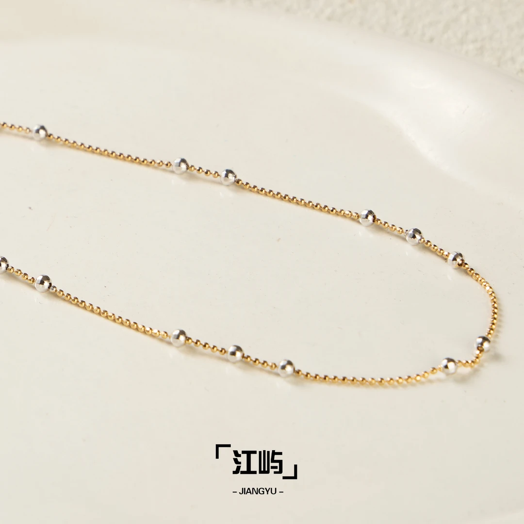 江屿 链子925银 意大利双色闪珠