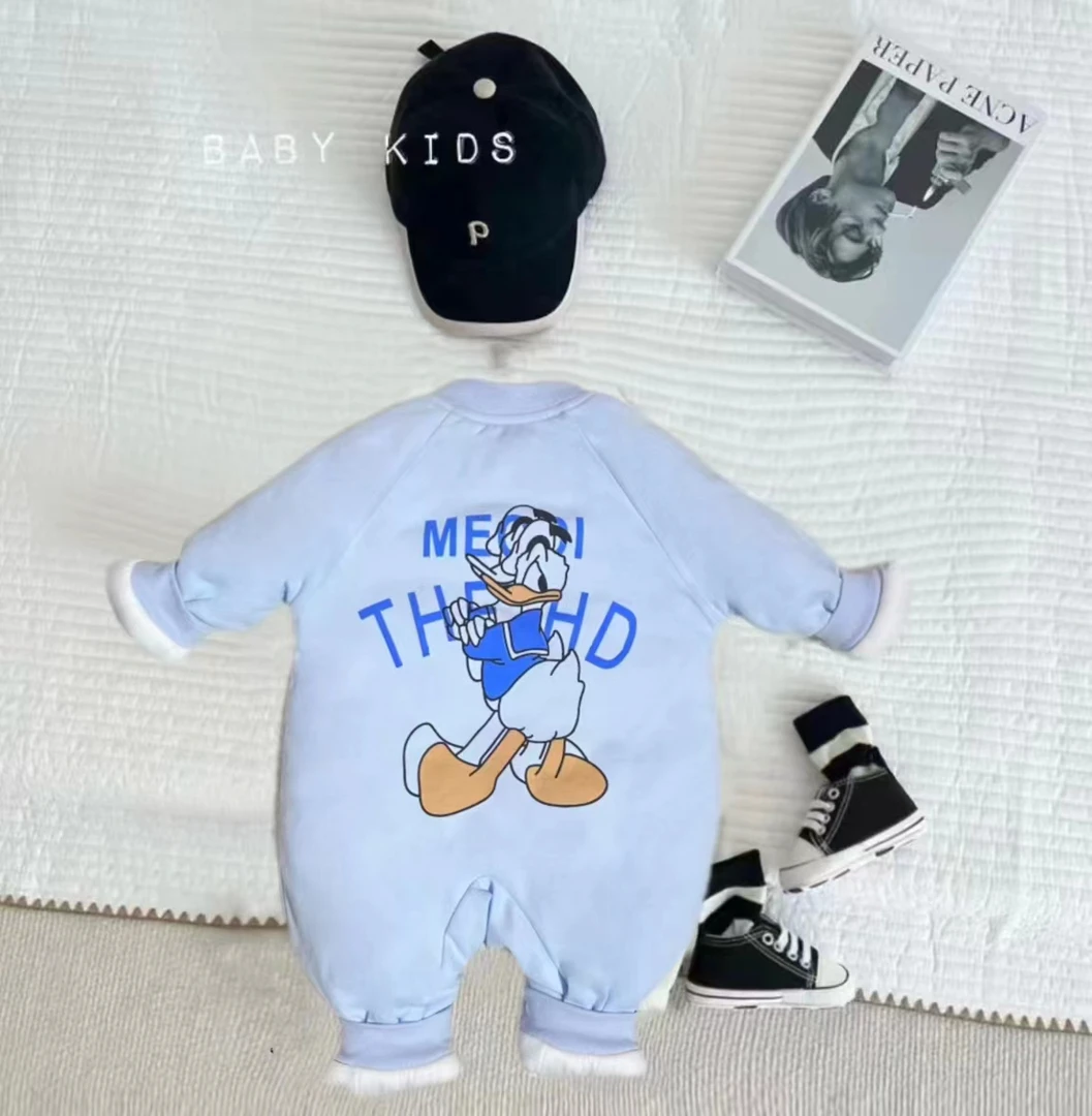 200g秋冬新款夹棉连衣加厚款男女宝宝爬服外出服哈衣棉服婴儿冬