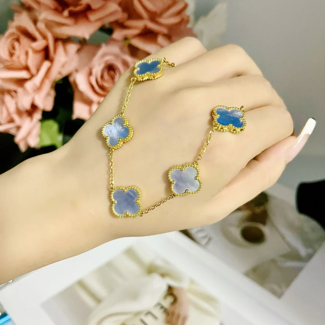 钛钢贝壳手链 【粉丝专享】蓝贝四叶手链气质时尚轻奢不经典6720