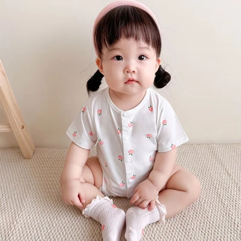 婴儿衣服夏薄款男女宝宝莫代尔短袖超萌三角哈衣夏季婴幼儿包屁衣