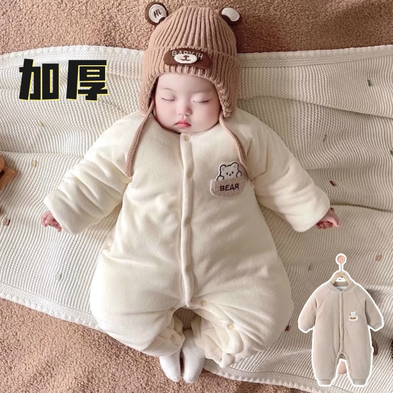 婴幼儿加绒加厚连体衣保暖外穿宝宝外出服秋冬季婴儿衣服婴童服装