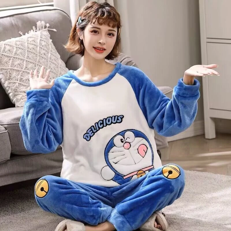 2023年新款秋冬季睡衣女加绒加厚珊瑚绒冬天保暖法兰绒家居服套装