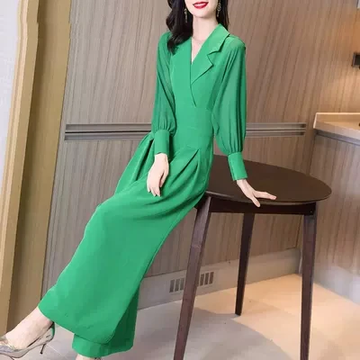 S-长袖西装领连体裤LZ1512