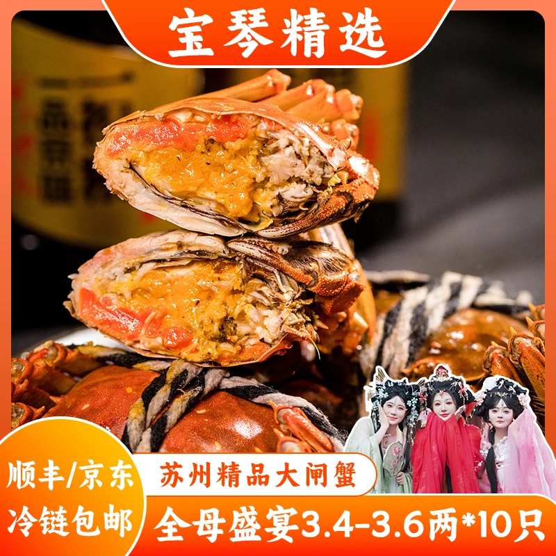 【宝琴专属】亨欣苏州精品大闸蟹全母盛宴3.4-3.6两母蟹十只礼盒装
