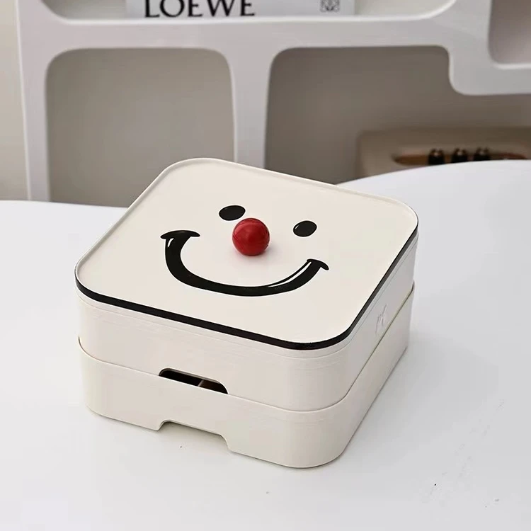 庄子然 北欧微笑干果盘分格带盖家用客厅坚果糖果盒轻奢大容量