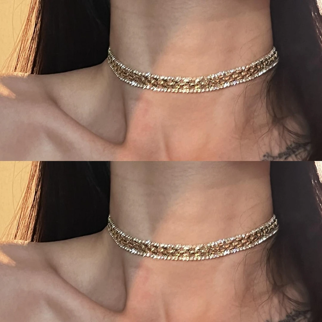 港风复古金属冷淡风超闪水钻编织颈链choker高级感项圈女