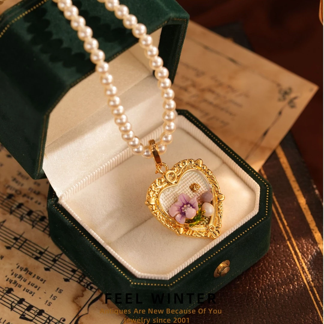 合金琉璃项链 2024秋冬新品爱心紫荆花珠珠项链ZG-0975
