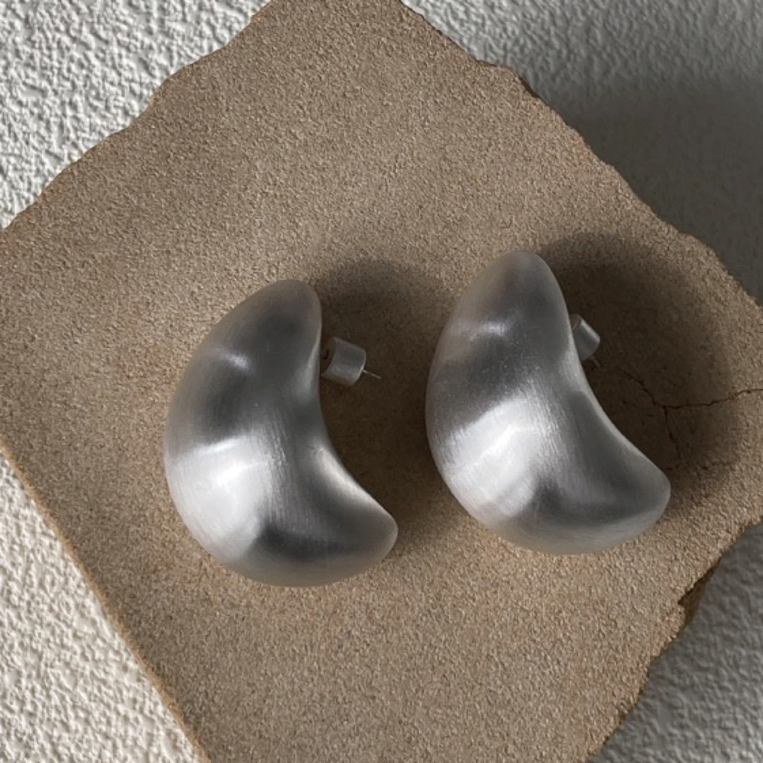 铜合金耳饰 拉丝月牙形时尚轻欧美925中式耳饰复古小众简约