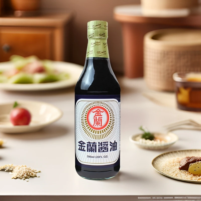 台湾原装进口金兰酱油金兰纯酿造酱油590ml玻璃瓶装无添加防腐剂
