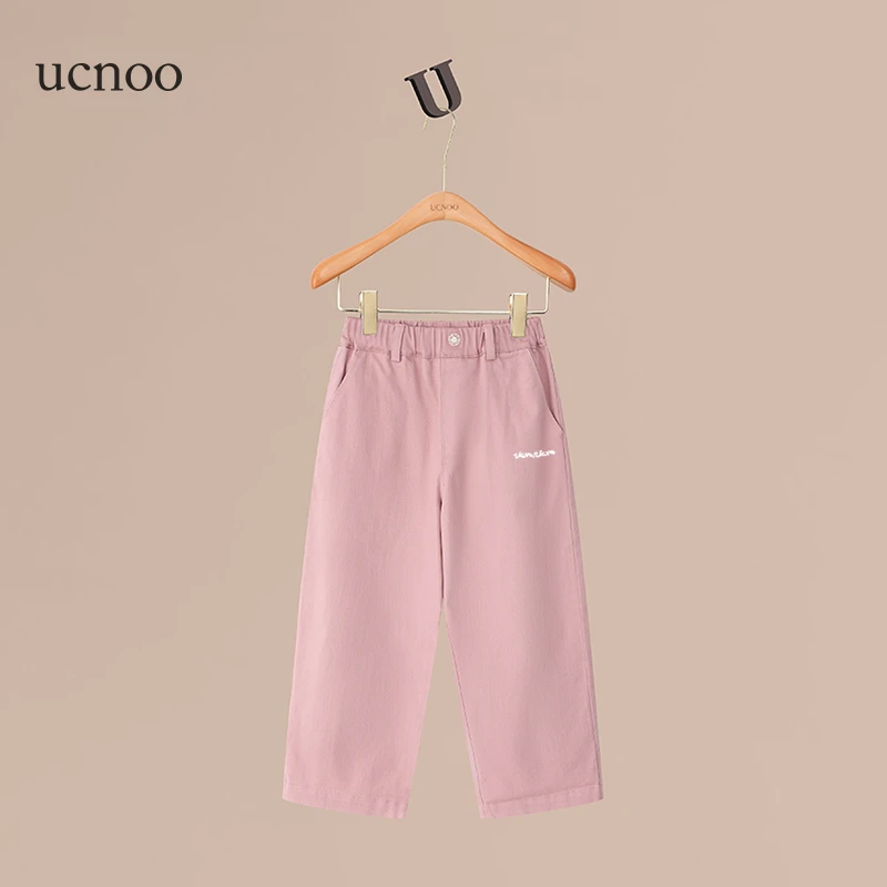 UCNOO与虫24春季法式童装儿童休闲百搭微弹小直筒梭织裤