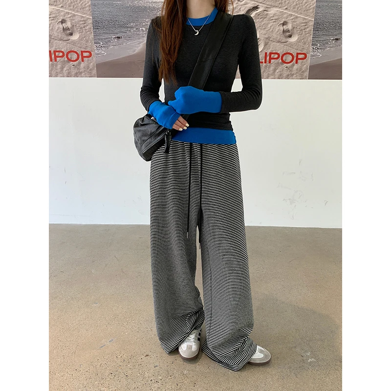 【萍萍清仓】休闲裤 兰格直筒2024秋冬高腰慵懒感休闲裤244Y3516#