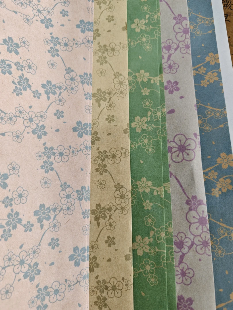 四尺对开楮皮五色雪梅半生熟50张