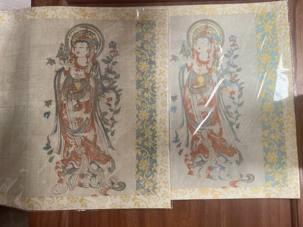 博古059：27*69cm蜡染彩绘1.5cm心经方格一包五张半生熟两包一组