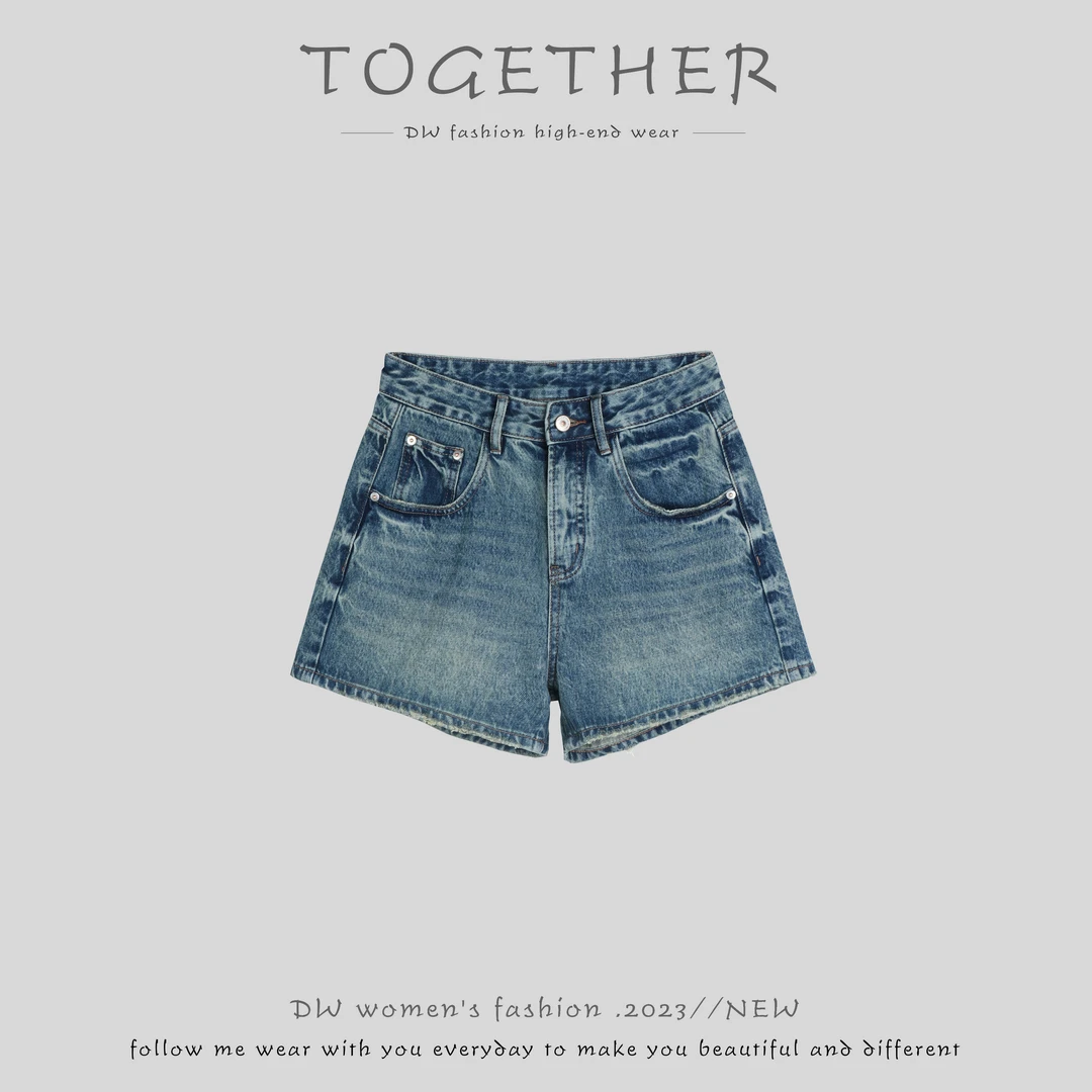 TOGETHER DW STUDIOS【南下】无弹夏季A字版二分牛仔短裤 #DL1108