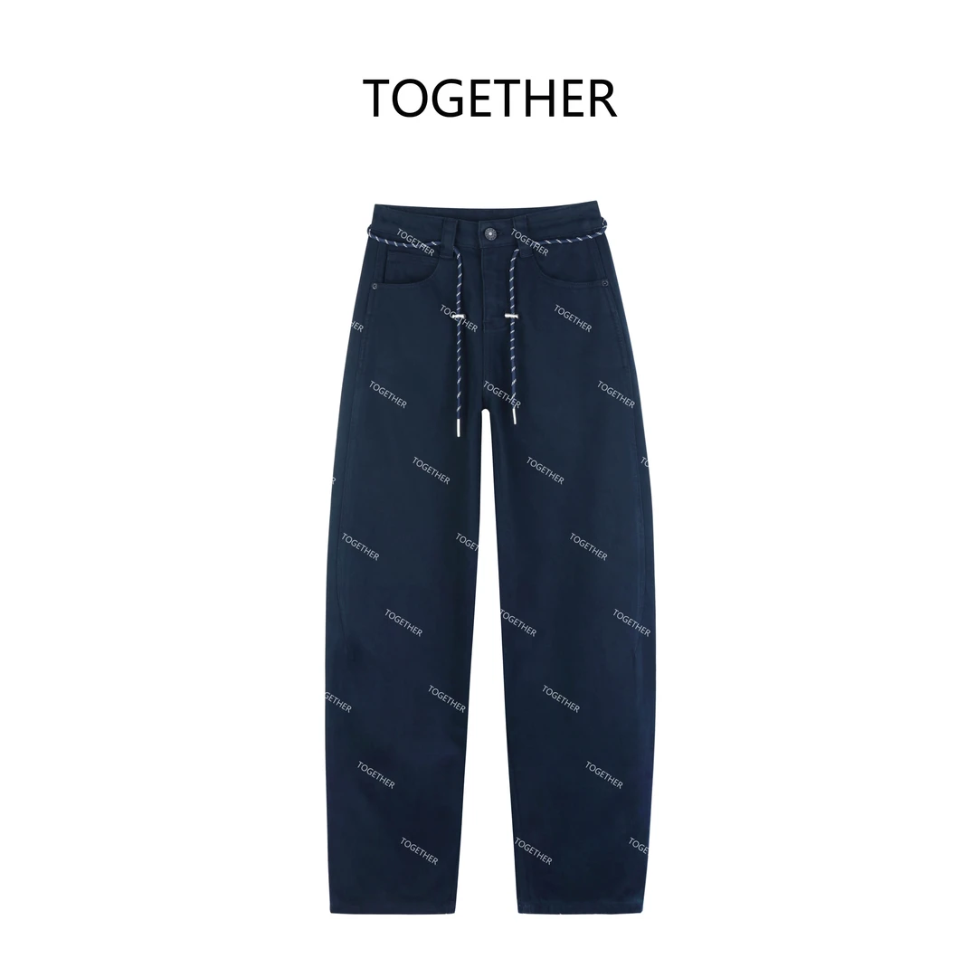 【Together】 · 温蓝 · 冬季加绒无弹配腰绳百搭弯刀牛仔裤#Q5209