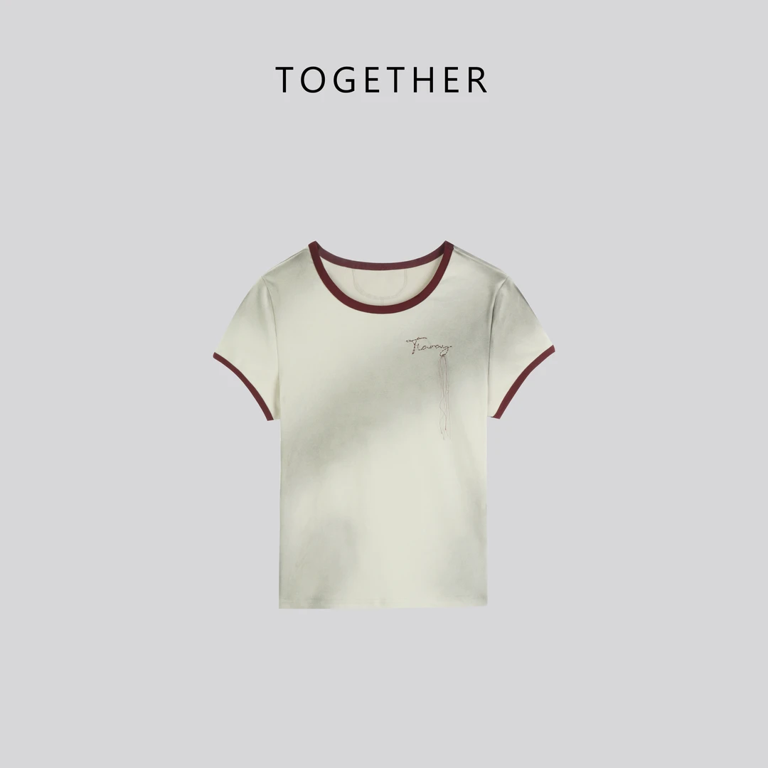 TOGETHER DW STUDIOS【红脏】夏季圆领短袖T恤修身百搭上衣W8080