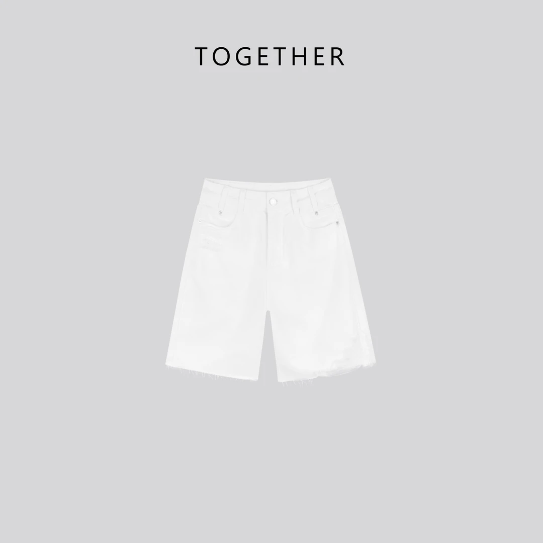 【Together】 · 白羽 · 夏季无弹净版百搭高腰牛仔五分裤Q5019