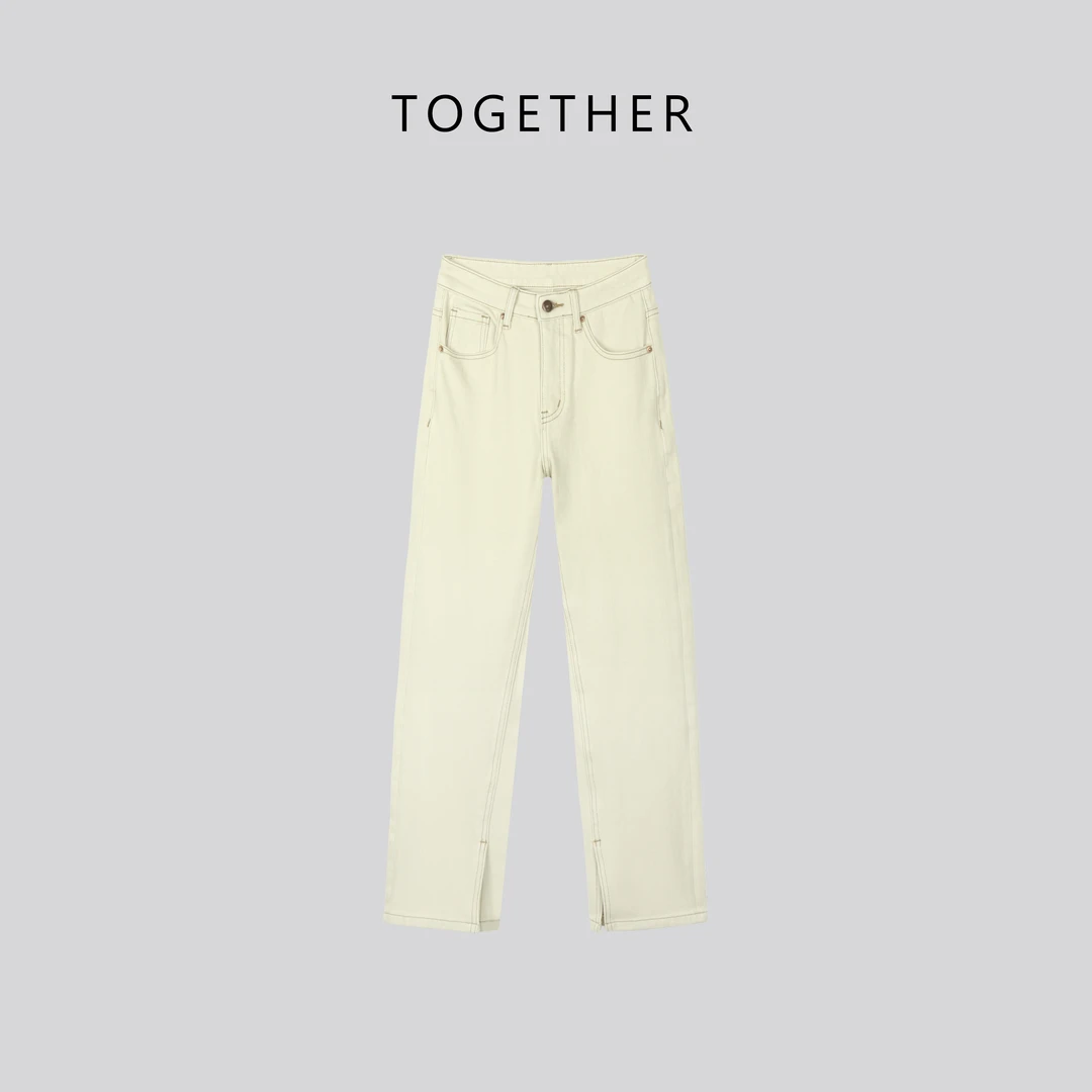 TOGETHER DW STUDIOS【青乐】秋冬款四面弹九分小直筒牛仔裤L2107